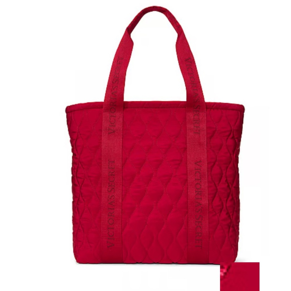 Victoria's Secret Bold Red Quilted Tote